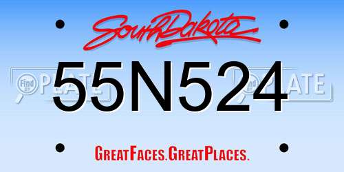 55N524 South Dakota License Plate