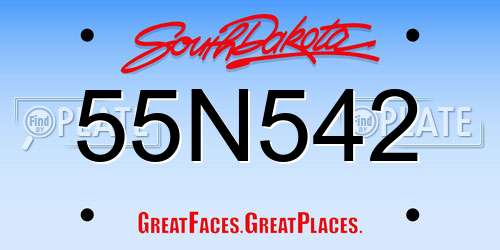 55N542 South Dakota License Plate