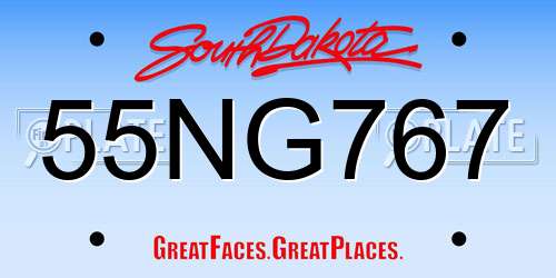 55NG767 South Dakota License Plate