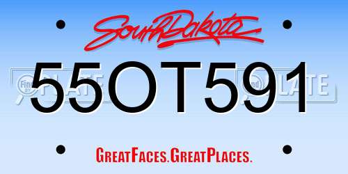 55OT591 South Dakota License Plate