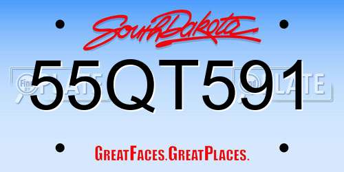 55QT591 South Dakota License Plate
