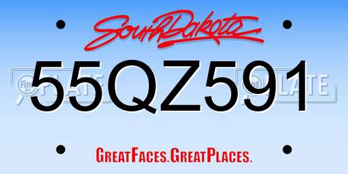 55QZ591 South Dakota License Plate