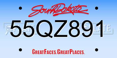 55QZ891 South Dakota License Plate