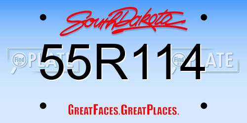 55R114 South Dakota License Plate