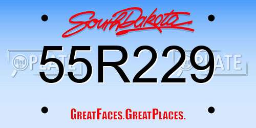 55R229 South Dakota License Plate