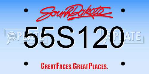 55S120 South Dakota License Plate