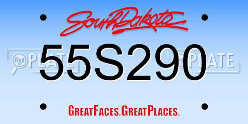 55S290 South Dakota License Plate