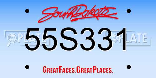 55S331 South Dakota License Plate