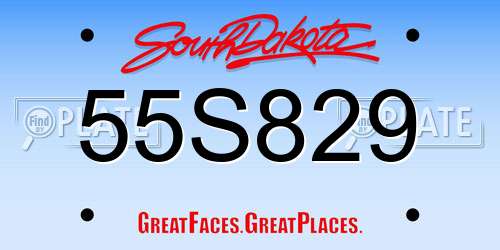 55S829 South Dakota License Plate