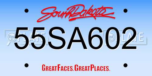 55SA602 South Dakota License Plate