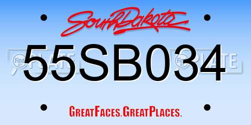 55SB034 South Dakota License Plate