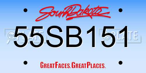 55SB151 South Dakota License Plate