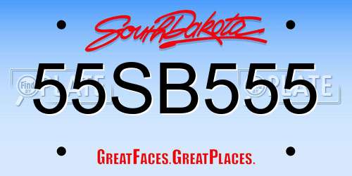 55SB555 South Dakota License Plate