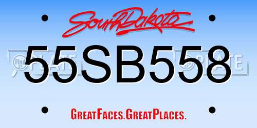 55SB558 South Dakota License Plate