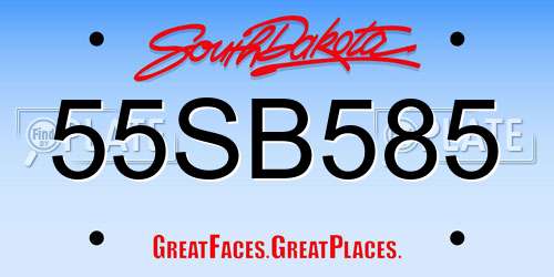 55SB585 South Dakota License Plate