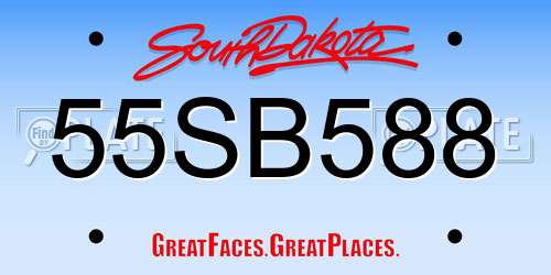 55SB588 South Dakota License Plate