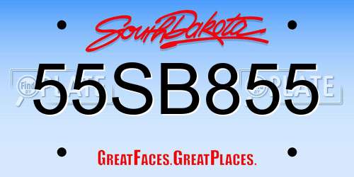 55SB855 South Dakota License Plate