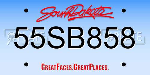 55SB858 South Dakota License Plate