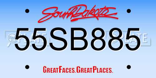 55SB885 South Dakota License Plate