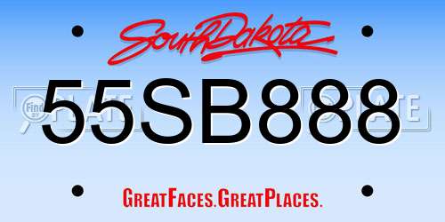 55SB888 South Dakota License Plate