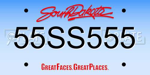 55SS555 South Dakota License Plate