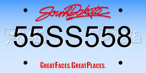 55SS558 South Dakota License Plate