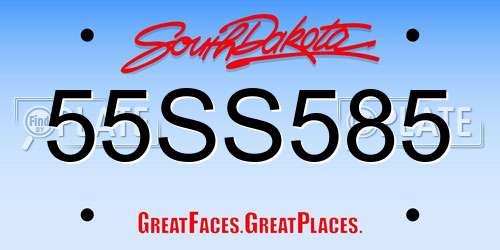 55SS585 South Dakota License Plate