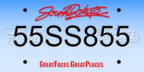 55SS855 South Dakota License Plate
