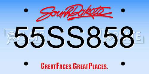 55SS858 South Dakota License Plate