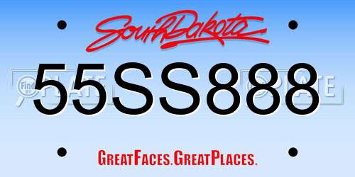 55SS888 South Dakota License Plate
