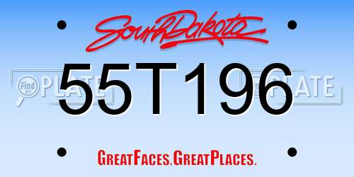 55T196 South Dakota License Plate