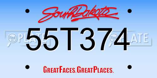 55T374 South Dakota License Plate