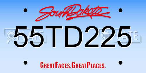 55TD225 South Dakota License Plate