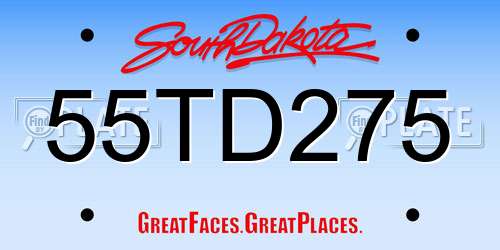55TD275 South Dakota License Plate