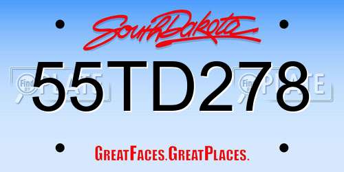 55TD278 South Dakota License Plate
