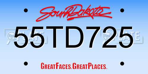 55TD725 South Dakota License Plate