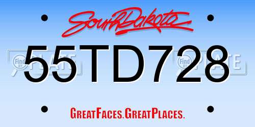 55TD728 South Dakota License Plate