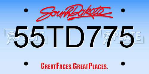 55TD775 South Dakota License Plate