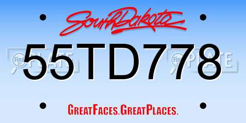 55TD778 South Dakota License Plate