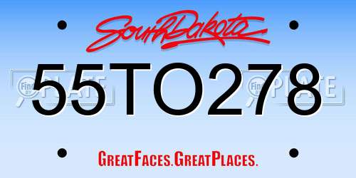 55TO278 South Dakota License Plate
