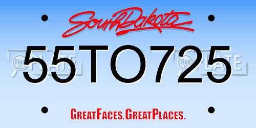 55TO725 South Dakota License Plate