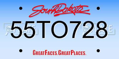 55TO728 South Dakota License Plate