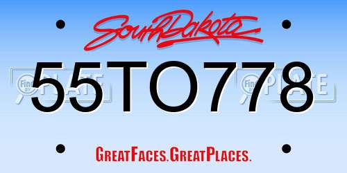 55TO778 South Dakota License Plate