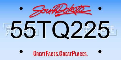 55TQ225 South Dakota License Plate