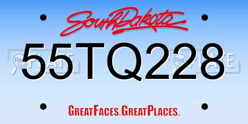 55TQ228 South Dakota License Plate