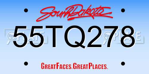 55TQ278 South Dakota License Plate