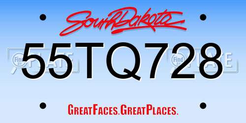 55TQ728 South Dakota License Plate