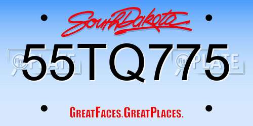 55TQ775 South Dakota License Plate
