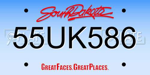 55UK586 South Dakota License Plate