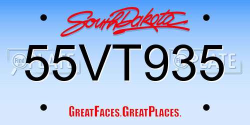 55VT935 South Dakota License Plate